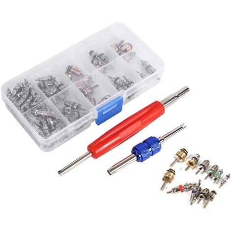 AIDUCHO Kit d'outils de Noyau de Valve de climatisation 102pcs Cor de Valve, Outil de Suppression de Noyau de Valve Noyau de Valve A/C