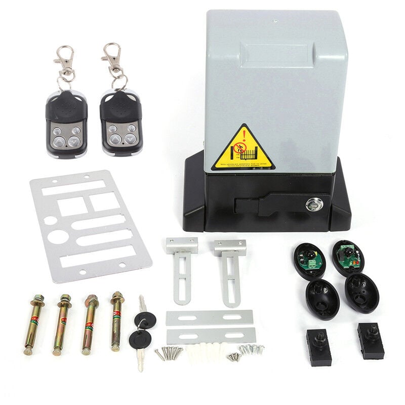 Kit D'ouverture Automatique De Portail Coulissant, Ouvre-Porte Coulissant Électrique 1200 Kg, Moteur Ac 550 w Avec 2 Télécommandes - Aiducho