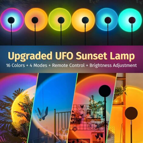 AIDUCHO Lampe Coucher de Soleil Sunset Lamp 16 Couleur Lampe de Projection avec Télécommande Sunset Aura Projecteur de Lumière de Coucher de Soleil à Rotation de 180 Degrés pour Photo/Selfie