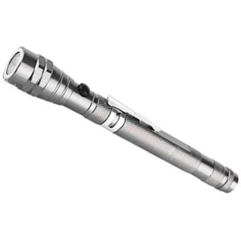 AIDUCHO Lampe De Poche Magnétique Télescopique, Lampe De Travail À Double Aimant, Lampe De Poche Multifonction Rotative Portable, Lampe À 3 Led Pour Outil De Ramassage (Argent)