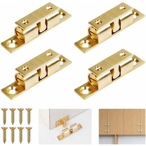 AIDUCHO Loqueteau d'Armoire Ferme-Portes Loquet à Bille De Porte Laiton Loquet à Double Boule En Laiton Loquet à Double Rouleau Pour Placard Meubles Porte Armoire Loquet Serrure De Portiere (4 Pcs)