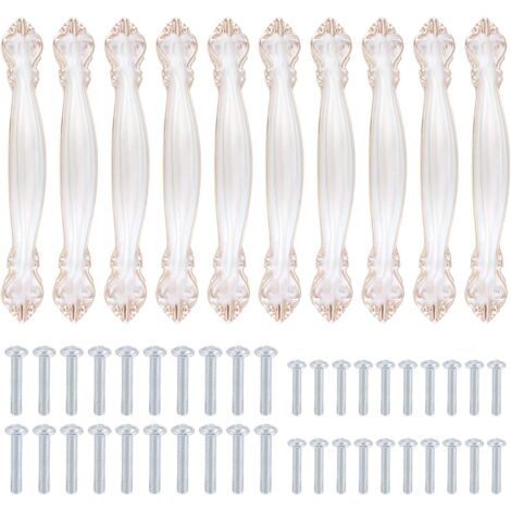 AIDUCHO Lot De 10 Poignées D’armoire Vintage En Forme D’arc Antique Sculpté - Poignées De Porte De Meuble (128 Mm De Distance Entre Les Trous) - Blanc Ambré