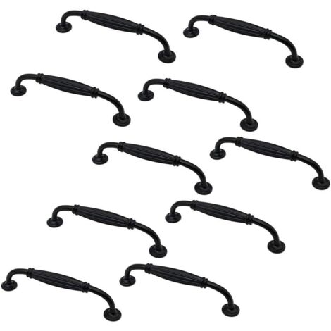 AIDUCHO Lot De 10 Poignées Et Tirettes De Porte De Meuble En Alliage De Zinc De 146 Mm De Long Pour Armoires De Cuisine, Armoires De Cuisine, Poignées De Placard De Centre À Centre 128 Mm Noir Mat