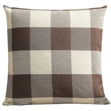 AIDUCHO Lot De 2, En Velours Souple Solide Décoratif De Taie D'oreiller Carré Housse De Coussin Canapé Chambre À Coucher De Voiture 2 Pieces, 50x50cm Plaids Brown+White