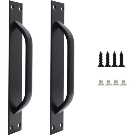 AIDUCHO Lot de 2 Grange de Poignée de Porte, Poignée de Grange en Alliage d’aluminium Poignée de Porte Coulissante Lourde Pour Cuisine, Meubles, y Compris les Vis, Noire