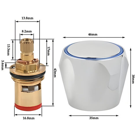 AIDUCHO Lot De 2 Universelles De Rechange Pour Robinet, Poignées, Valves Et Cartouches, Kit De Rénovation De Robinet Standard Pour Lavabo, Pour Cusine, Salle De Bain (Chaud Et Froid)