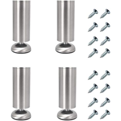 AIDUCHO Lot De 4 Pieds Réglables Pour Meubles 18 Cm De Long, Extra Épais, En Acier Inoxydable, Très Résistants, Meuble De Table Basse, Pieds De Télévision, Pieds De Support De Canapé