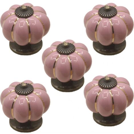 AIDUCHO Lot De 5 Coloré Halloween 40x40mm(Diamètre x Hauteur) Citrouille En Céramique Armoire Armoire Porte Boutons Commode Tiroir Tire Meubles Armoire Cuisine Poignées Vintage Cuivre Matériel Avec Vi