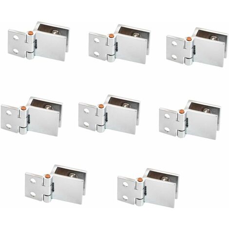 AIDUCHO Lot de 8 charnières de porte en verre - 5 mm - 8 mm - Réglables - Pince simple pour armoire - Charnières de porte en verre - Fixation murale