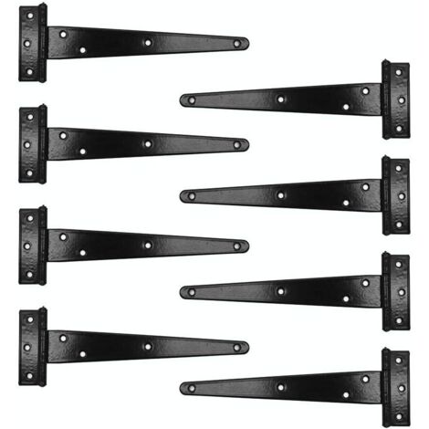 AIDUCHO Lot De 8 Charnières En T Résistantes Pour Abri De Jardin En Bois Et Acier Inoxydable Noir 20,3 Cm