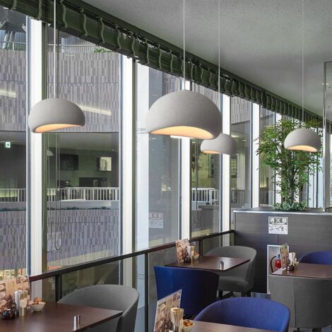 AIDUCHO Lustre à abat-jour en pierre simulée de style japonais Wabi-sabi de 40 cm Lampes à suspension en résine à lumière naturelle Éclairage suspendu à vis E27 Éclairage de plafond à fil suspendu rég