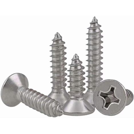 AIDUCHO M3 Vis Autotaraudeuses en Acier Inoxydable a Tête Cruciformes/Plate/Fraisée Vis Autotaraudeuses Vis a Bois, M3×6mm,100 pcs