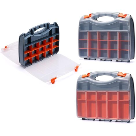 AIDUCHO Malette À Outils Vide En Plastique Double Face 37x30x8cm, Organisateur D'outils Avec Polymère Résistant Aux Chocs Et Séparateurs En Plastique Amovibles Personnalisables, Rangement Et Transport