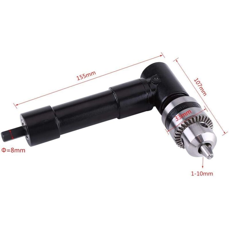 Aiducho - Mandrin à Angle Droit 90°, Adaptateur De Foret à Tige Hexagonale à Angle Droit De 8mm Adaptateur à Angle Droit Avec Couple Maximum 25n.M