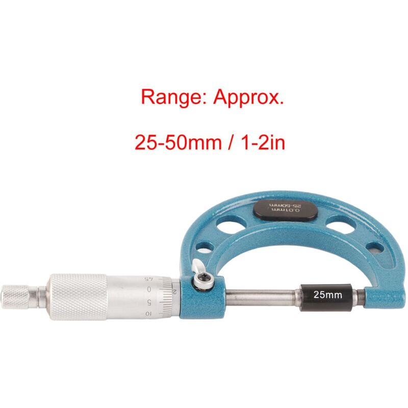 AIDUCHO Micromètre extérieur en acier inoxydable, outil de mesure d'épaisseur de haute précision avec clé 0,01 mm 25-50 mm