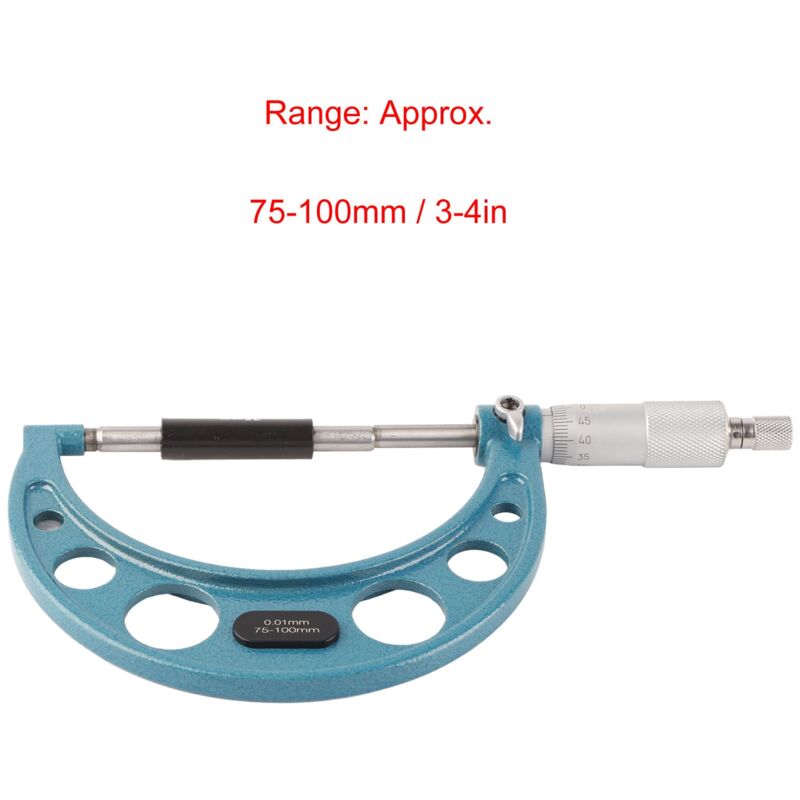 Aiducho - Micromètre extérieur en acier inoxydable, outil de mesure d'épaisseur de haute précision avec clé 0,01 mm 75-100 mm