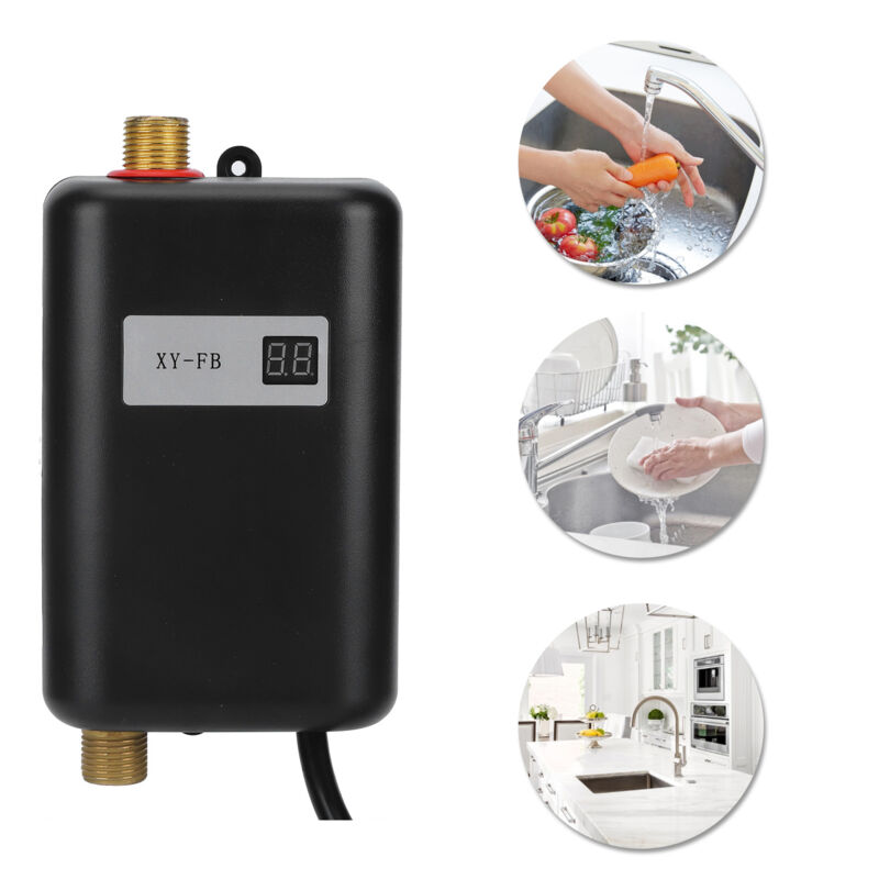 Aiducho - Mini Chauffe-Eau Électrique Chauffe-Eau Instantané Sans Réservoir Pour Salle De Bains Cuisine Fournitures De Lavage Noir Ue 220-240v 3800w