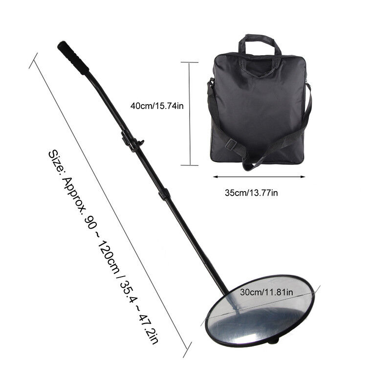 Miroir D'inspection Sous Véhicule – Miroir Convexe De 30 Cm Avec Roues Et Lumière Led Pour Contrôle De Sécurité Sous Les Voitures, Camions Et