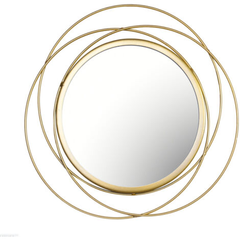 AIDUCHO Miroir Mural Décoratif Suspendu Doré, Miroir De Maquillage Mural Avec Cadre En Métal Géométrique Pour Cadeau De Mariage, Salle De Bain, Miroir De Décoration De Salle De Bain