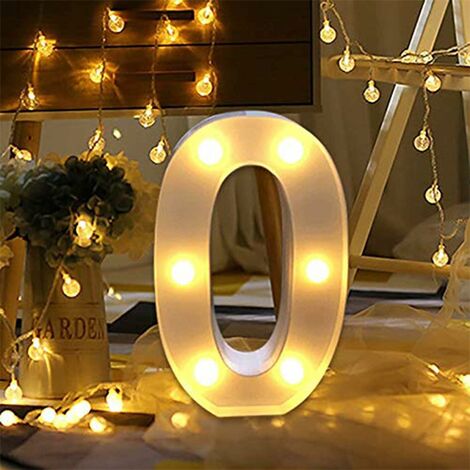 AIDUCHO Numéros de LED Numéro de lampe Chiffres lumineux 0 1 2 3 4 5 6 7 8 9, lumières blanches chaudes de décoration Lumières de chapiteau, décoration LED pour fête d'anniversaire, mariage et maison de vacances Bar - 0
