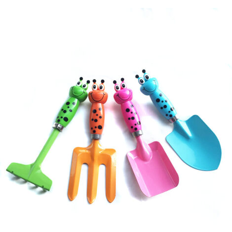 AIDUCHO Outils De Jardinage 4pcs Set Garden Harrow Pelle Rake Rake For Fleur Pot Maintenance Des Plantes Outils À Main Pour Enfants
