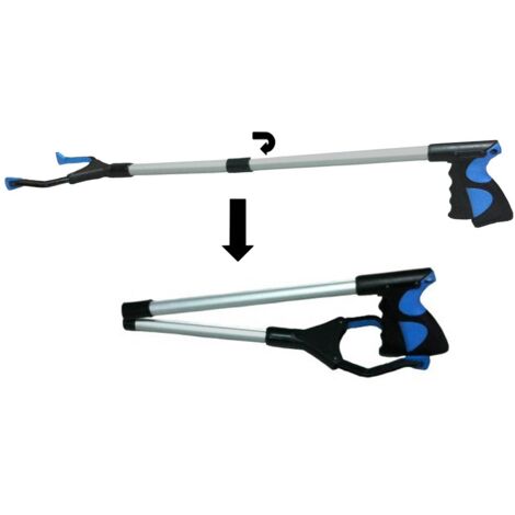 AIDUCHO Outils de Ramassage, Pince Extension Pliable, Outil d'aide Handicapé en Aluminium avec Pince Rotative en Caoutchouc, Extension à Bras Long pour Ramasse-Déchets- Bleu
