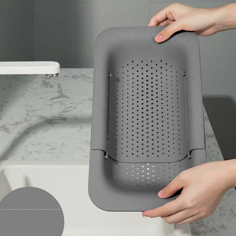 Aiducho - Panier de Vidange pour Cuisine, Support de Séchage d'Évier pour Stockage et Lavage des Vaisselle / Fruits / Légumes (gris)