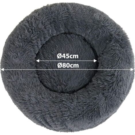 AIDUCHO Panier Pour Chien 80cm Chau Peluche Lit Pour Chat Anti Dérapant Lavable Rond En Moelleux Coussin Anti Stress Lit Pour Chiens Et Chats (Gris Foncé)