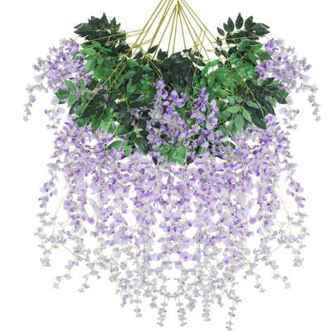 AIDUCHO Paquet De 12 Vignes Artificielles De Glycine, Triple Tige De 3,6 Pieds Ratta Fausse Glycine Longue Guirlande De Fleurs En Soie (Violet)