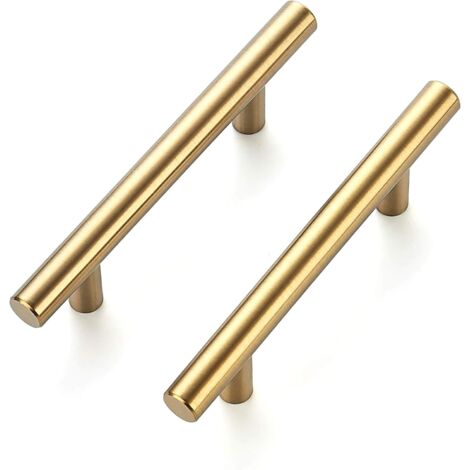 AIDUCHO Paquet De 2 Poignées D'armoire Dorées, Poignées D'armoire En Laiton, Poignées De Tiroir Dorées, Poignées D'armoires De Cuisine Dorées,   (Centre Du Trou De 224cm)