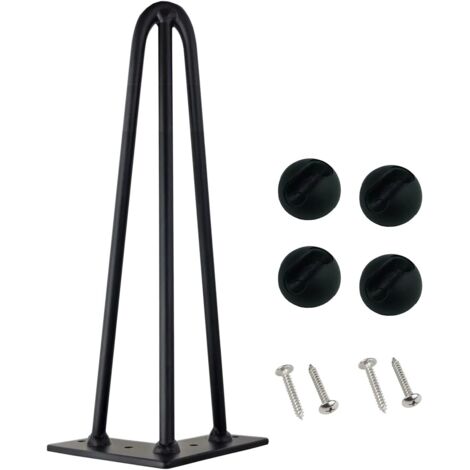 AIDUCHO Pied Meuble  4pcs Pieds Epingle Diy Pieds Pour Table Pied De Chaise Avec 3 Tiges  16 Vis + 4 Protège Pieds Hauteur 45cm Diamètre Tige 10mm