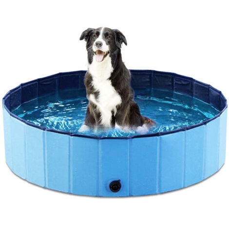 AIDUCHO Piscine Pliable pour Chiens Animaux de Compagnie et Enfants Baignoire Bassin de Baignade Pataugeoire Portable en PVC Antidérapant Tub de Chien et Chat Piscine d’Enfant et de Chien 32"x 8"