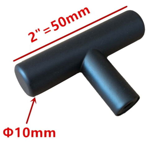 AIDUCHO Poignée De Porte De Tiroir/Armoire/Penderie De Type T  10x50 En Acier Inoxydable Noir 4 Pcs