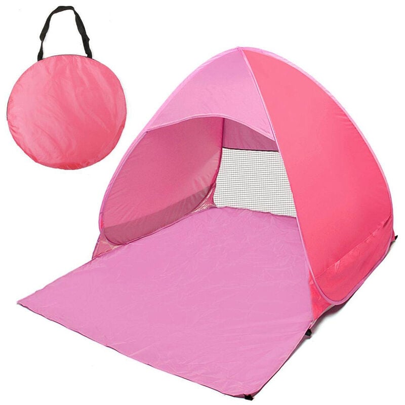 Pop-Up Tente De Plage Protection Uv Upf 50+, Abris Solaires Imperméables Pour Camping Familial, Pêche, Pique-Nique. 2 Personnes, Rose (150 x 165 x