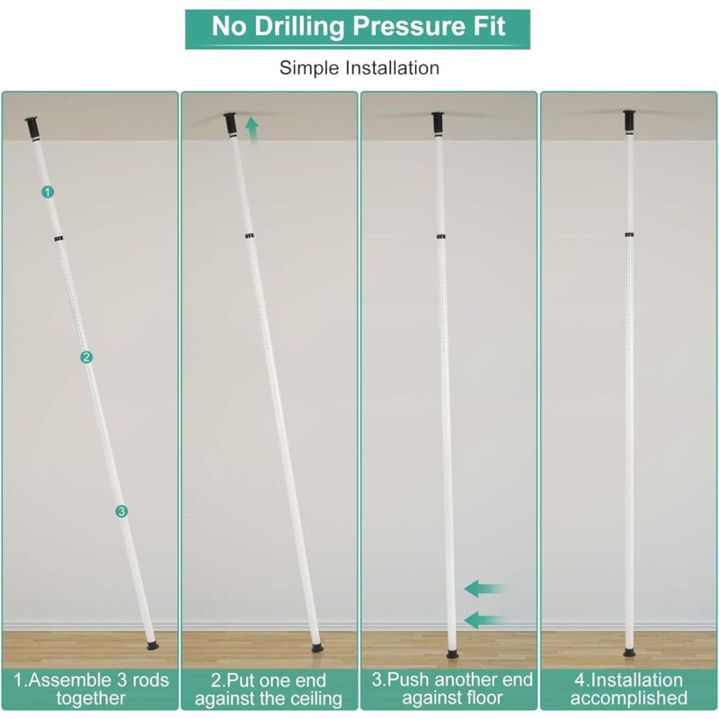 Portant à Vêtements, Évolutif, Penderie Téléscopique 6 Barres, Armoire à Vêtements diy Support De Hauteur, Debout Pour Suspendre Des Vêtements