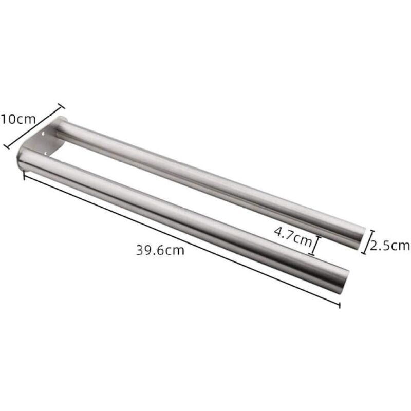 Aiducho - Porte-Serviettes Mural en Acier Inoxydable Double Barre Dessinée en Procédé Argent Multifonctionnel pour Salle de Bain, Hôtel - 39,6 x 10 x