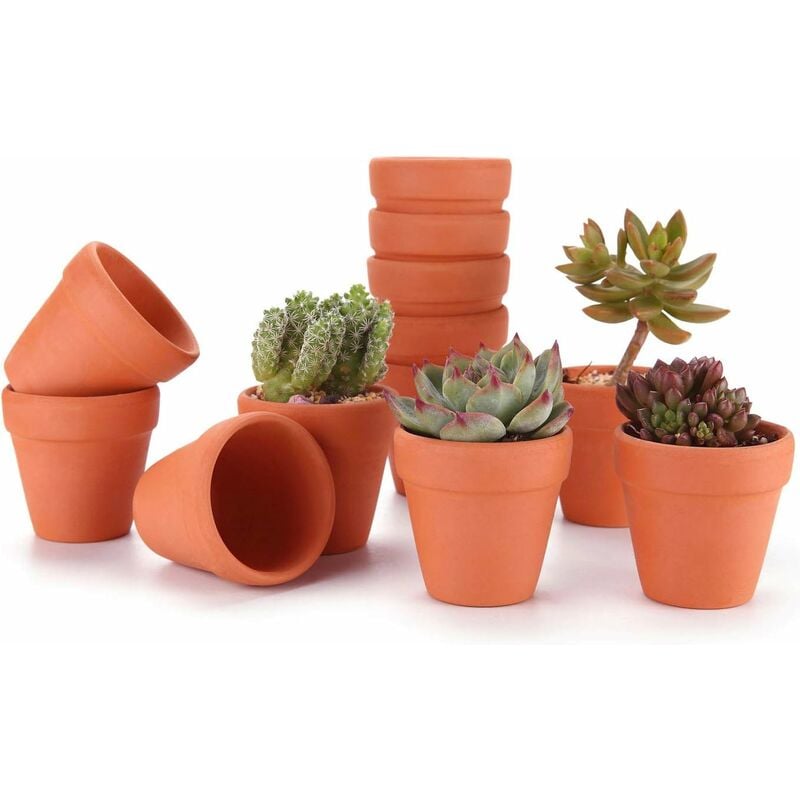 Aiducho - Pots De Fleurs Intérieur/Extérieur 12pcs 8cm Mini Pot En Terre Cuite De Succulent Cactus Pour Cactus Succulent Plantes Fleur Décoration