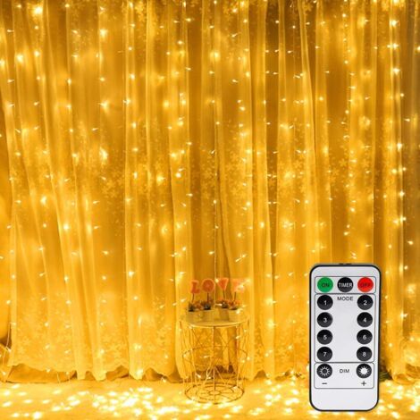 AIDUCHO Rideau Lumineux, Fenêtre Guirlandes Lumineuses 300 Led 3mx3m, 8 Modes D'eclairage, Ambiance Pour Décoration NoL, Mariage, Anniversaire, Balcon, Terrasse, Chambre  - Blanc Chaud