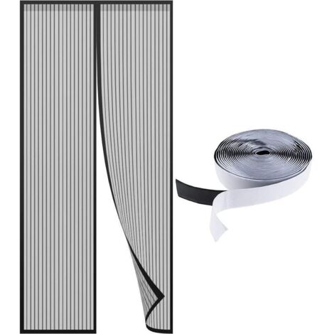 AIDUCHO Rideau Moustiquaire Magnétique, Moustiquaire Aimant De Porte Rideau Antimoustique Elégant Parfait Pour Porte,Patio Empêche De Passer Les Moustiques Et Autres Bestioles - Noir 90x210cm