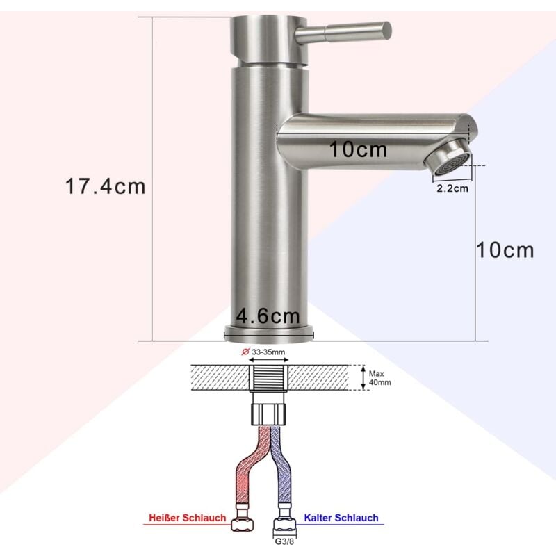 AIDUCHO Robinet Salle de Bain Argenté Mitigeur Lavabo Robinet Salle Bain Robinet Lavabo Robinet de lavabo haut en acier inoxydable Mitigeur Salle