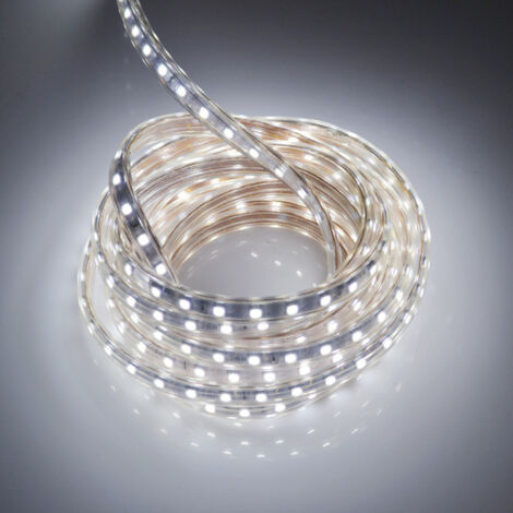 AIDUCHO Ruban Led 10 Metres Avec Prise Européenne Ip65 Étanche Bande Led, 220v Bandeau Led, Blanc Froid