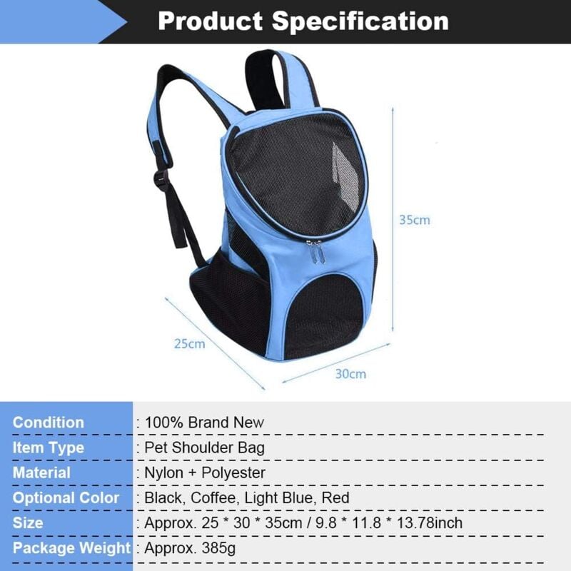 Aiducho - Sac a Dos De Transport Pour Chien Chat, Mains Libres Ventilation Réglable Sac à Double Bandoulière Pour Porter Chien Chat Chinot Chaton