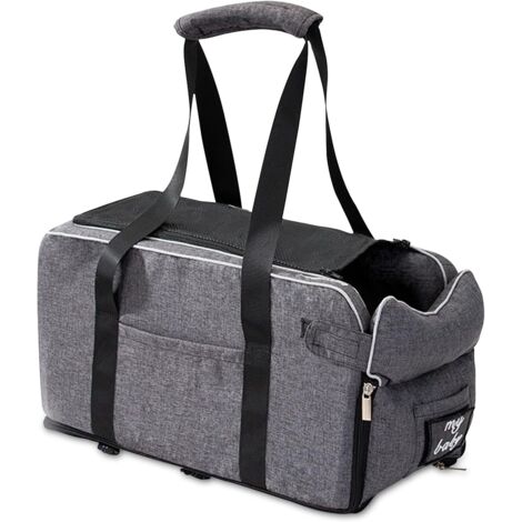 AIDUCHO Sièges Sécurité Auto Pour Chiens & Chat Poids Inférieur À 6 Kg Sac Chien Respirant Sangles D'épaule Portable Amovible Panier Chien Voiture Lit De Chien-Gris, Sangles & Housse