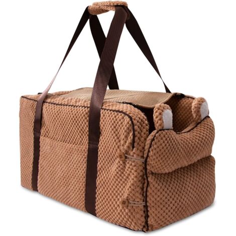 AIDUCHO Sièges Sécurité Auto Pour Chiens & Chat Poids Inférieur À 6 Kg Sac Chien Respirant Sangles D'épaule Portable Amovible Panier Chien Voiture Lit De Chien-Jaune, Sangles & Housse