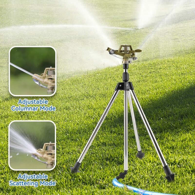 Support D'arrosage De Trépied, Trépied D'arrosage De Pelouse Avec Insert De Sol En Acier Inoxydable + Arroseurs De Jardin à Arrosage De Zinc Pour
