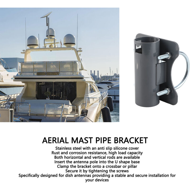Support de mât d'antenne en acier inoxydable, support de montage d'antenne réglable en forme de u de 30 mm à 50 mm, adaptateur de montage de poteau à