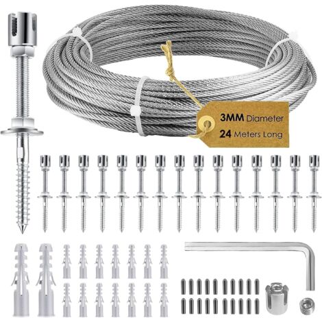 AIDUCHO Support pour Plantes grimpantes,24M3MM de Câble en Acier Inoxydable Support pour Plantes