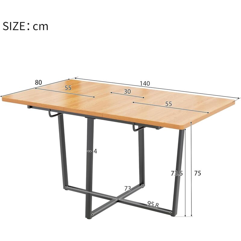Table De Salle à Manger Extensible Aspect Chêne 110/140 x 80 Cm, Table à Manger Rectangulaire, Table à Manger Extensible Moderne, 4 à 6 Personnes,