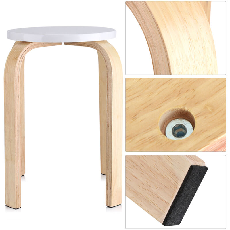 Aiducho - Tabouret empilable antidérapant Couleur Bonbon Tabouret Bois Tabourets de Cuisine Tabouret Rond Tabouret pour Enfants Blanc pour Maison Bar