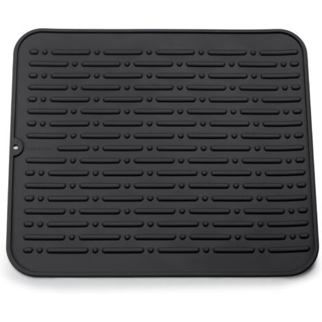 AIDUCHO Tapis De Séchage Vaisselle Xl En Silicone 45 X 40 Cm Garantie À Vie (Noir)